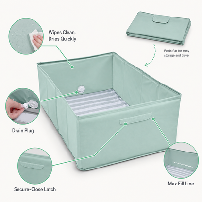 Portable Foldable Toddler Bathtub | Space-Saving Travel Bath Tub for Kids