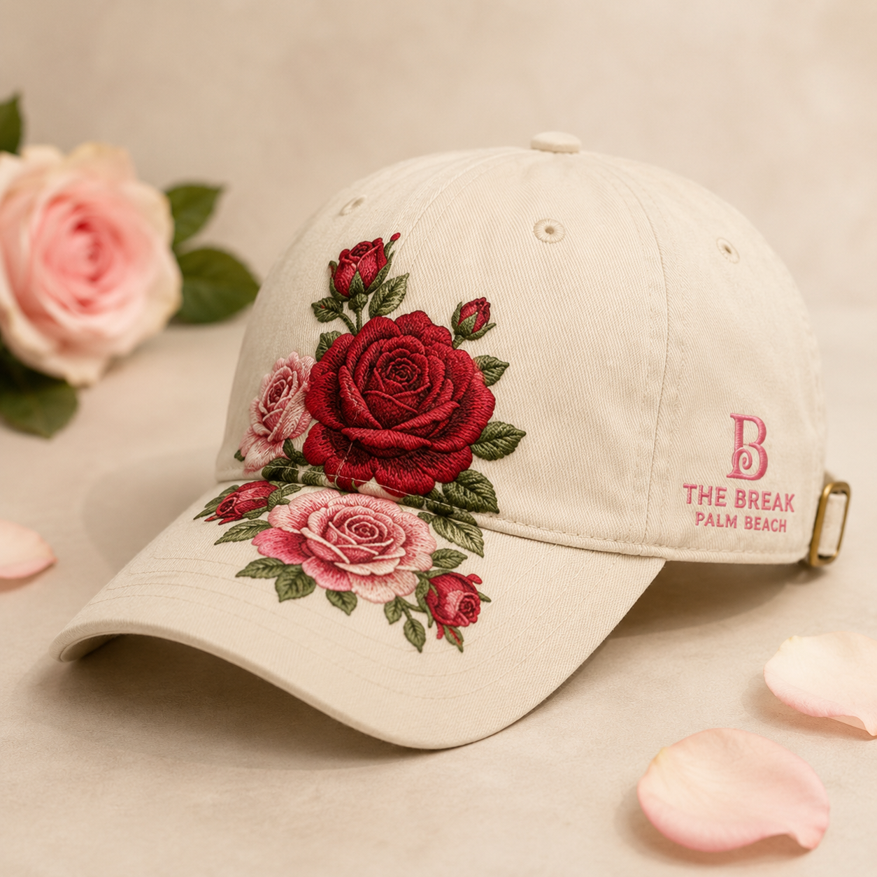 Rose Embroidered Baseball Cap for Women | Vintage Floral Adjustable Hat