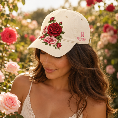 Rose Embroidered Baseball Cap for Women | Vintage Floral Adjustable Hat