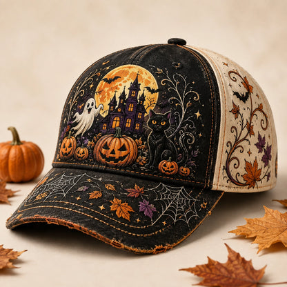Bestickte Halloween Baseballkappe | Vintage Grusel Herbstmütze