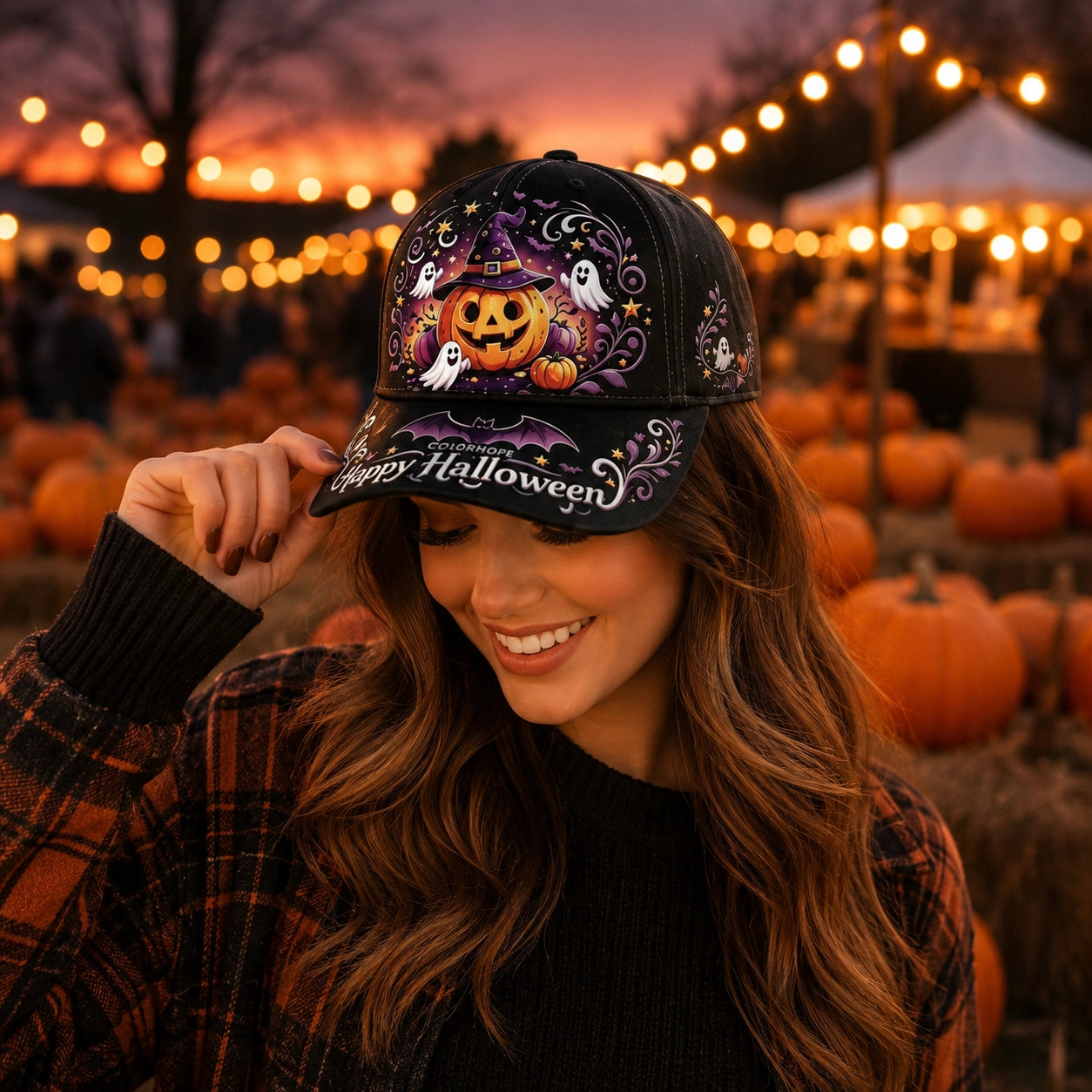 Bestickte Halloween Baseballkappe | Vintage Grusel Herbstmütze