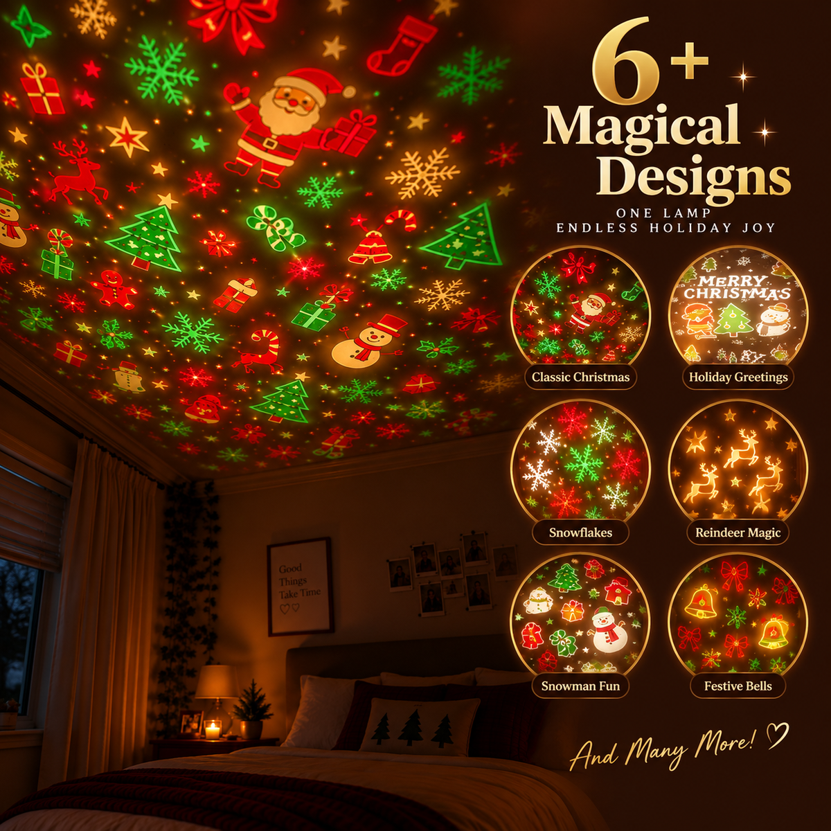 🎄🎅Luminamei™ Christmas Projector: Turn Your Ceiling Into a Holiday Wonderland in 4 Seconds
