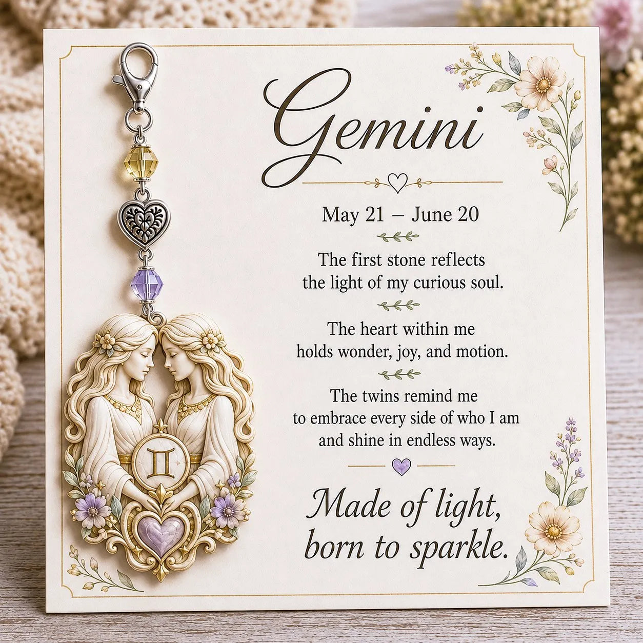 Personalized Birthstone Keychain Gift | Zodiac Keepsake Card & Meaningful Memorial Gift