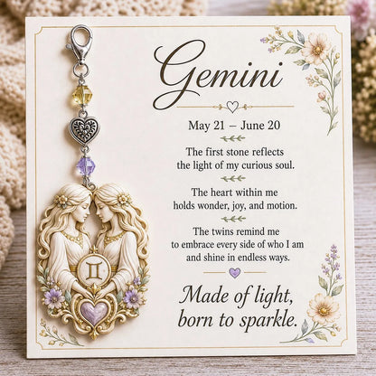 Personalized Birthstone Keychain Gift | Zodiac Keepsake Card & Meaningful Memorial Gift