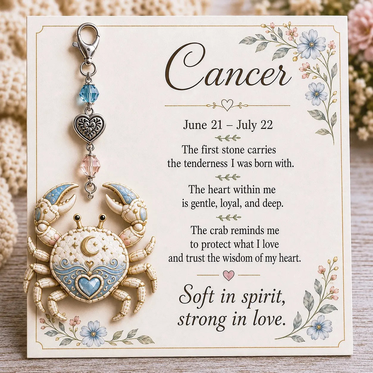 Personalized Birthstone Keychain Gift | Zodiac Keepsake Card & Meaningful Memorial Gift