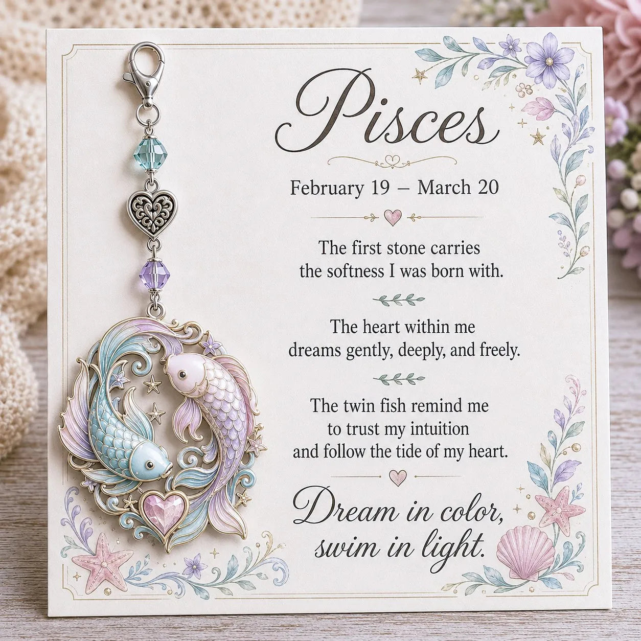 Personalized Birthstone Keychain Gift | Zodiac Keepsake Card & Meaningful Memorial Gift