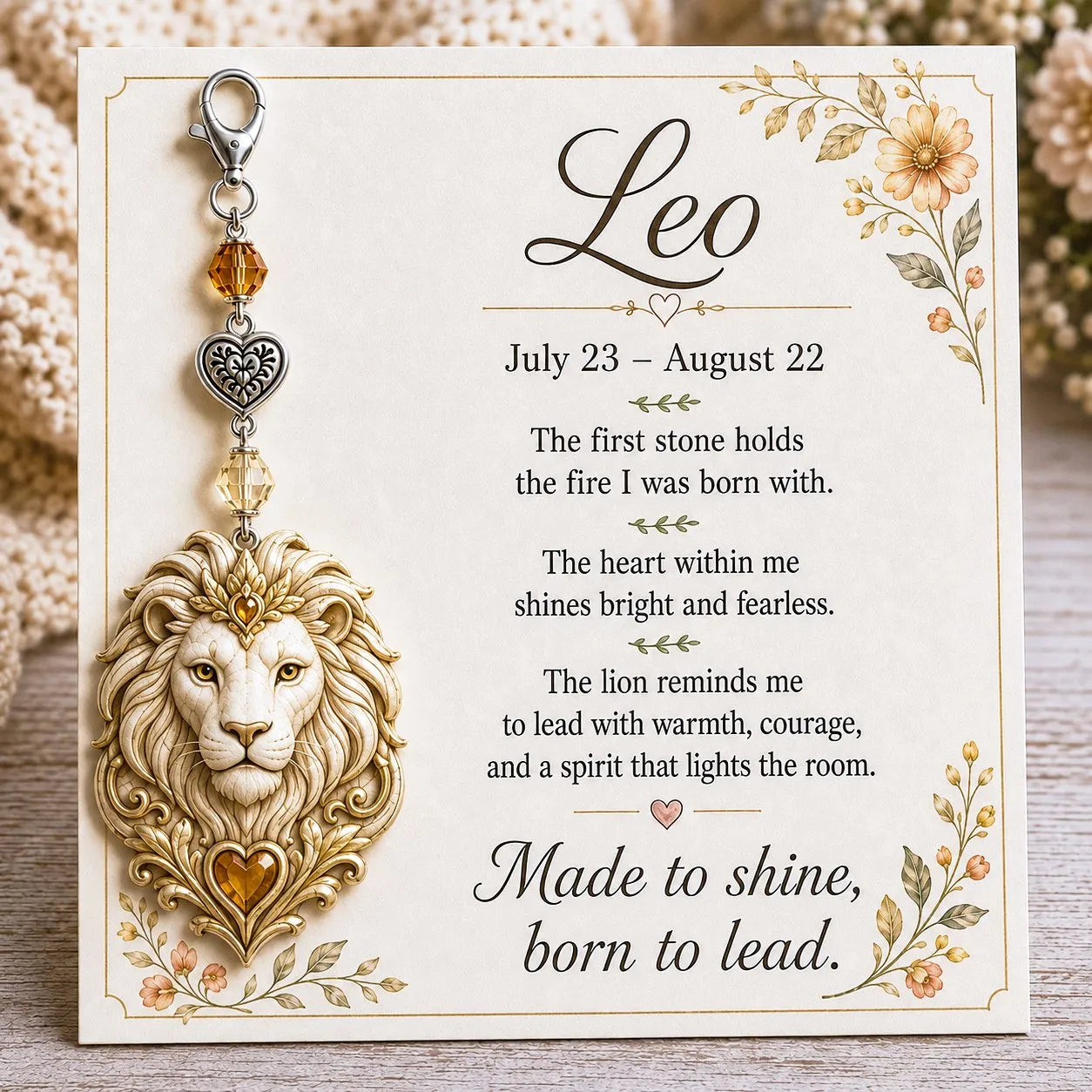 Personalized Birthstone Keychain Gift | Zodiac Keepsake Card & Meaningful Memorial Gift