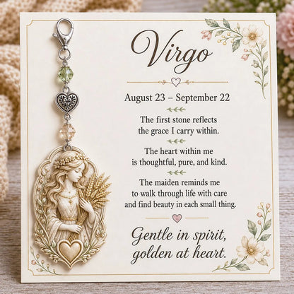 Personalized Birthstone Keychain Gift | Zodiac Keepsake Card & Meaningful Memorial Gift