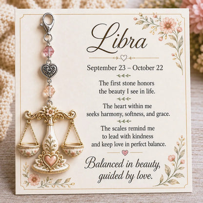 Personalized Birthstone Keychain Gift | Zodiac Keepsake Card & Meaningful Memorial Gift
