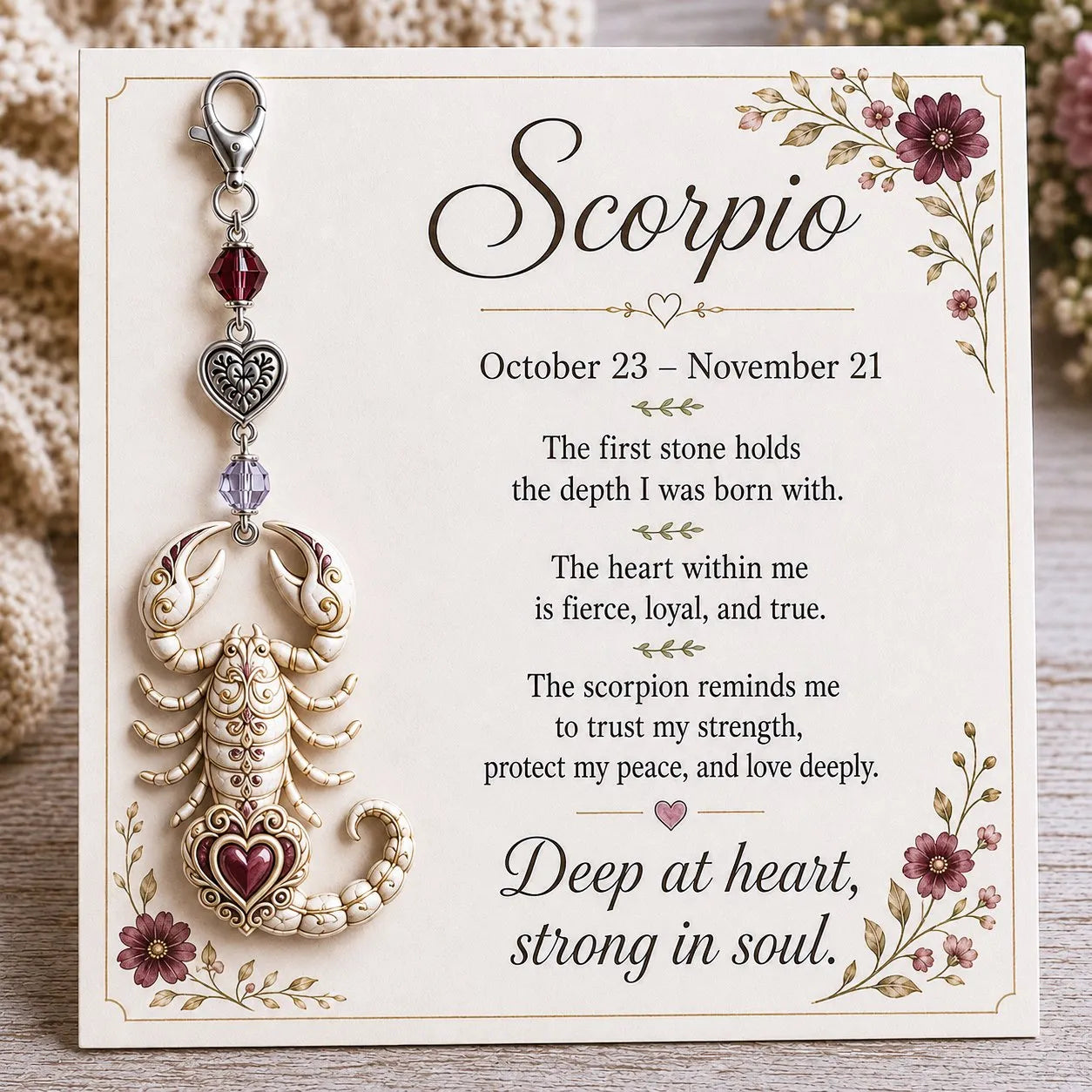 Personalized Birthstone Keychain Gift | Zodiac Keepsake Card & Meaningful Memorial Gift