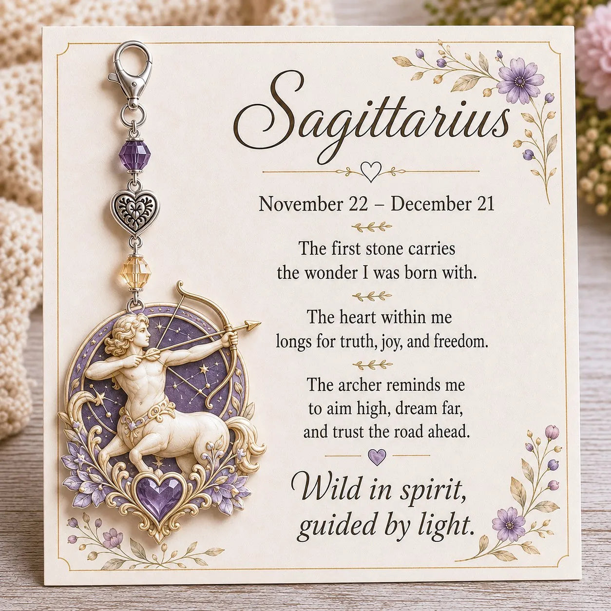 Personalized Birthstone Keychain Gift | Zodiac Keepsake Card & Meaningful Memorial Gift