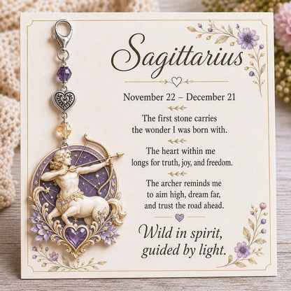 Personalized Birthstone Keychain Gift | Zodiac Keepsake Card & Meaningful Memorial Gift