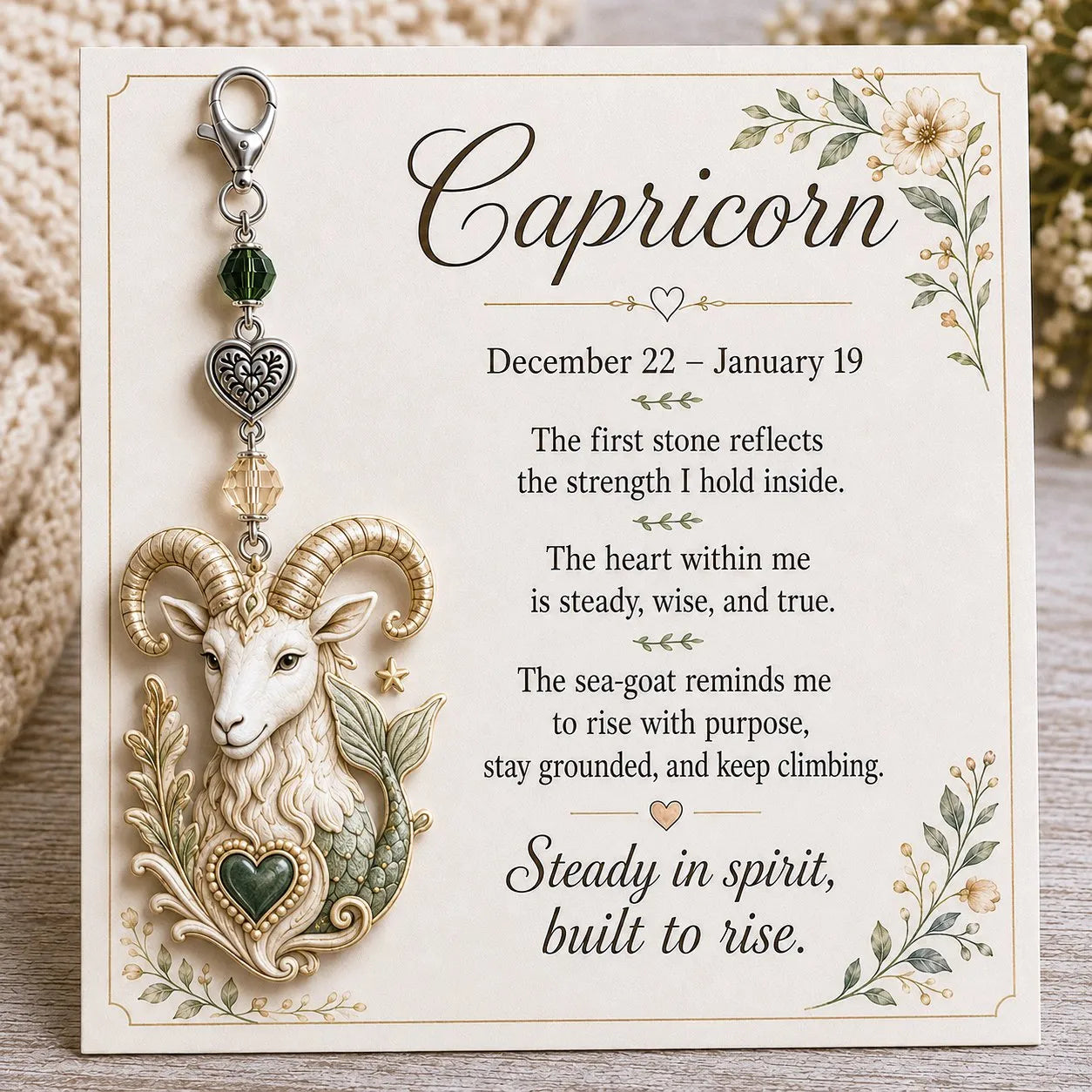 Personalized Birthstone Keychain Gift | Zodiac Keepsake Card & Meaningful Memorial Gift