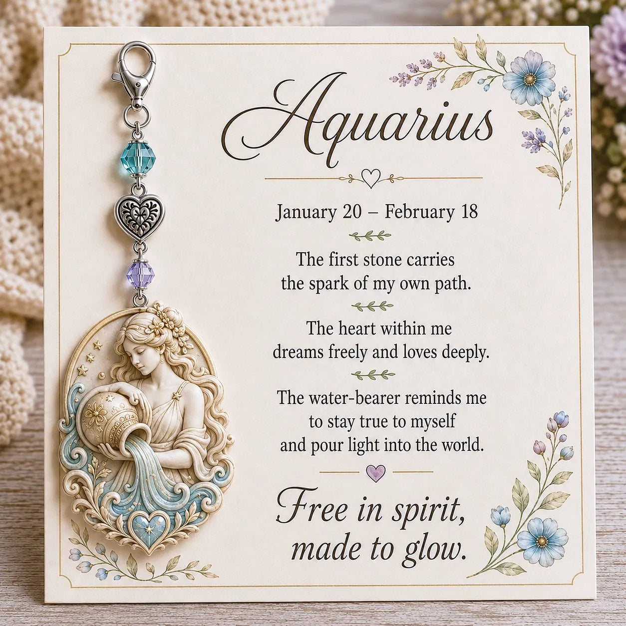 Personalized Birthstone Keychain Gift | Zodiac Keepsake Card & Meaningful Memorial Gift