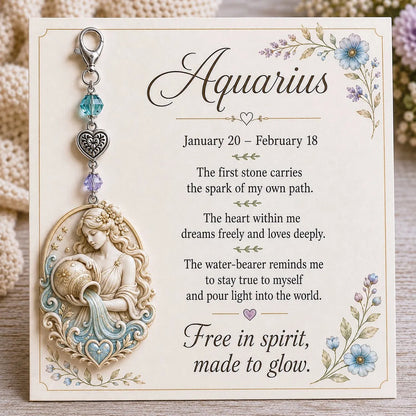 Personalized Birthstone Keychain Gift | Zodiac Keepsake Card & Meaningful Memorial Gift