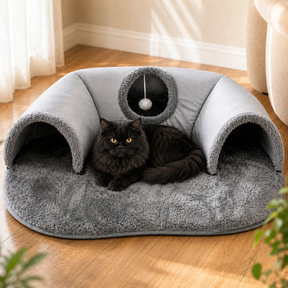 Cozy Cat Tunnel Bed | 4-in-1 Hideaway, Play Tunnel & Nap Nest
