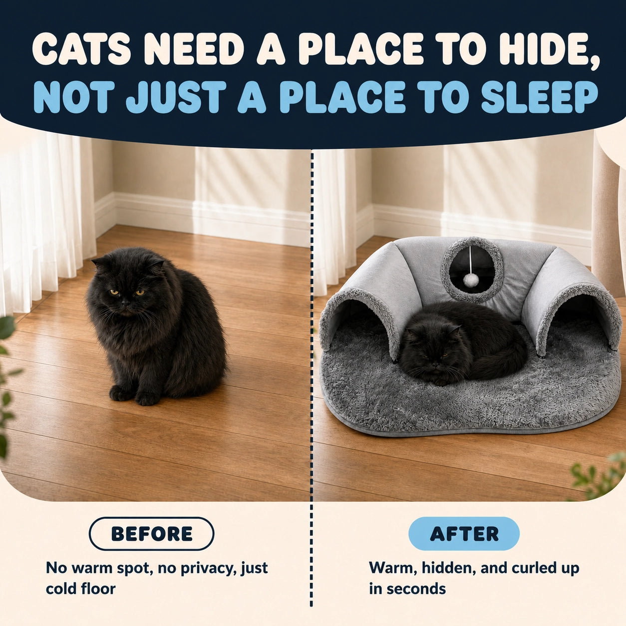 Cozy Cat Tunnel Bed | 4-in-1 Hideaway, Play Tunnel & Nap Nest