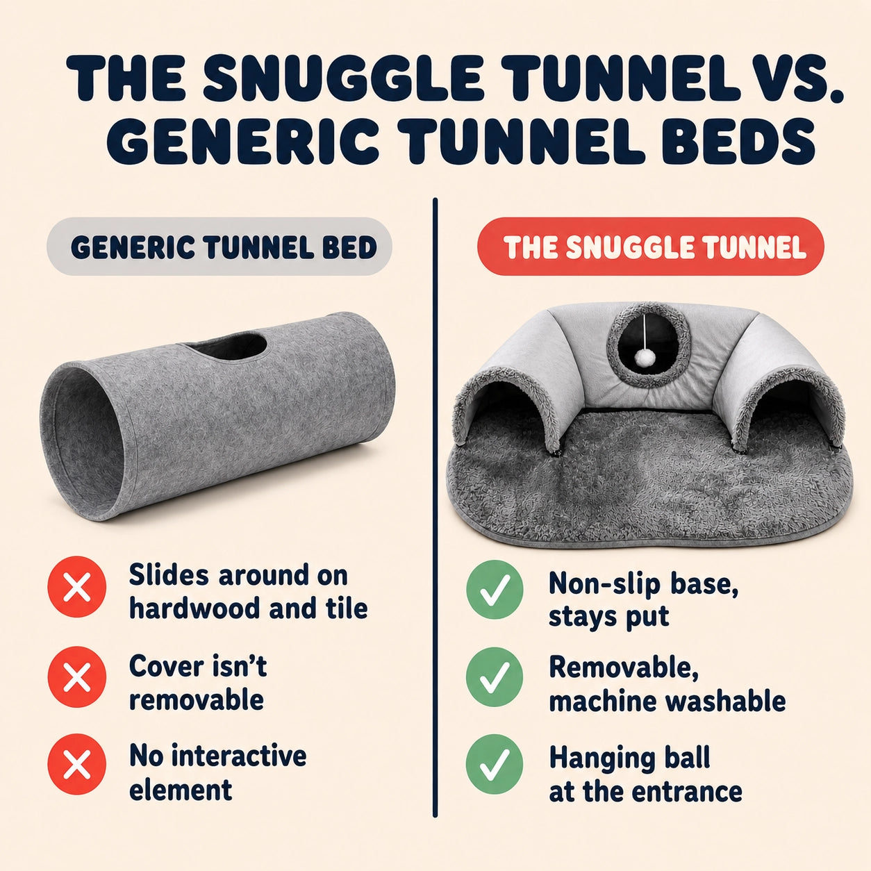 Cozy Cat Tunnel Bed | 4-in-1 Hideaway, Play Tunnel & Nap Nest
