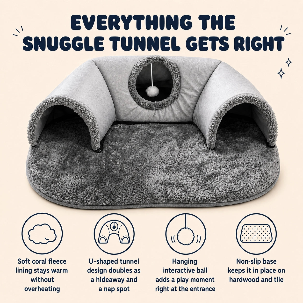 Cozy Cat Tunnel Bed | 4-in-1 Hideaway, Play Tunnel & Nap Nest