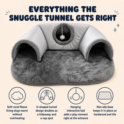 Cozy Cat Tunnel Bed | 4-in-1 Hideaway, Play Tunnel & Nap Nest