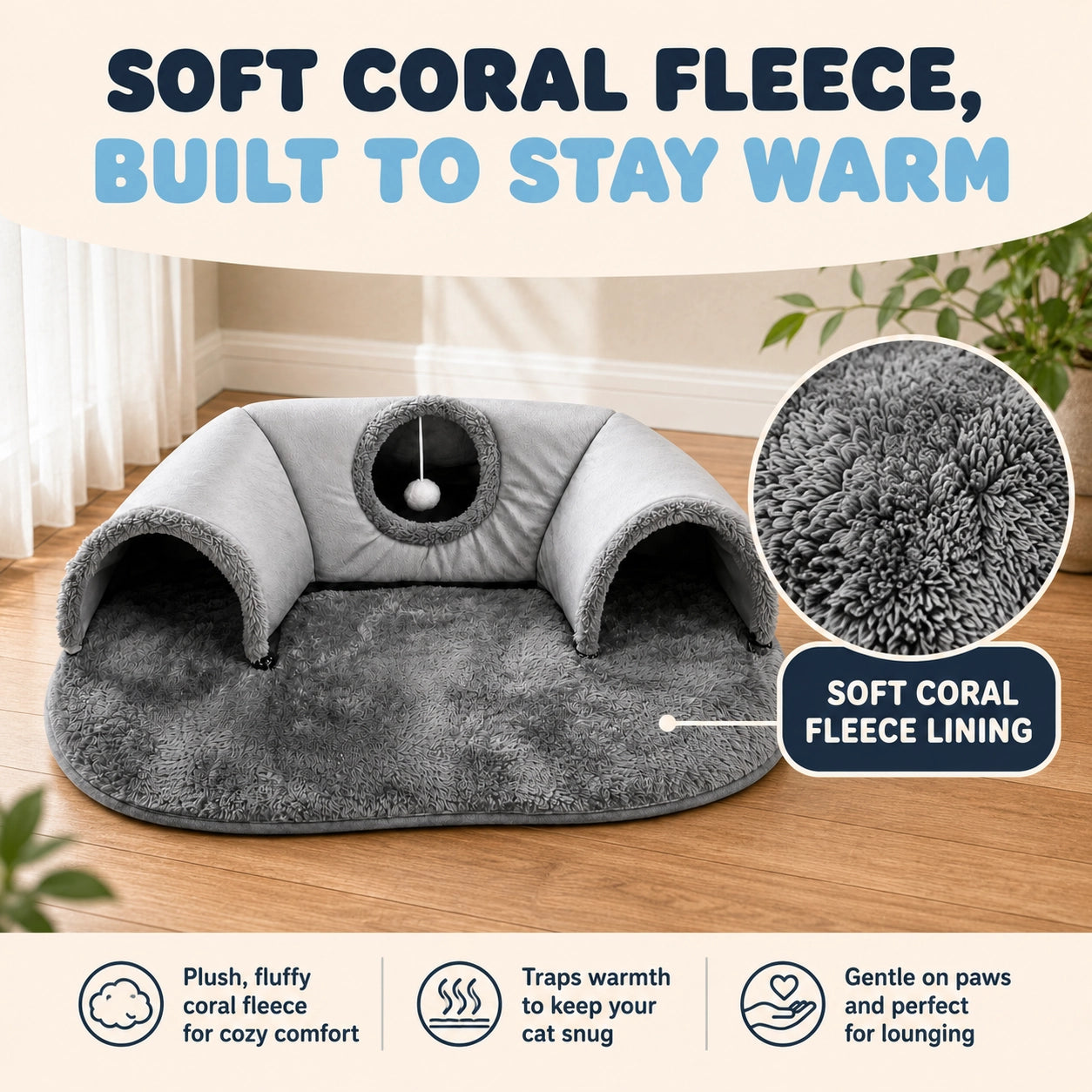 Cozy Cat Tunnel Bed | 4-in-1 Hideaway, Play Tunnel & Nap Nest