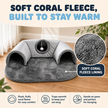 Cozy Cat Tunnel Bed | 4-in-1 Hideaway, Play Tunnel & Nap Nest