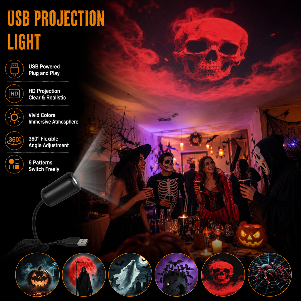✨✨Hot Sale 54% OFF Plug‑and‑Play HD Holiday Projector, Multi‑Scene Projection Light for Christmas, Halloween & Faith‑Themed Decor