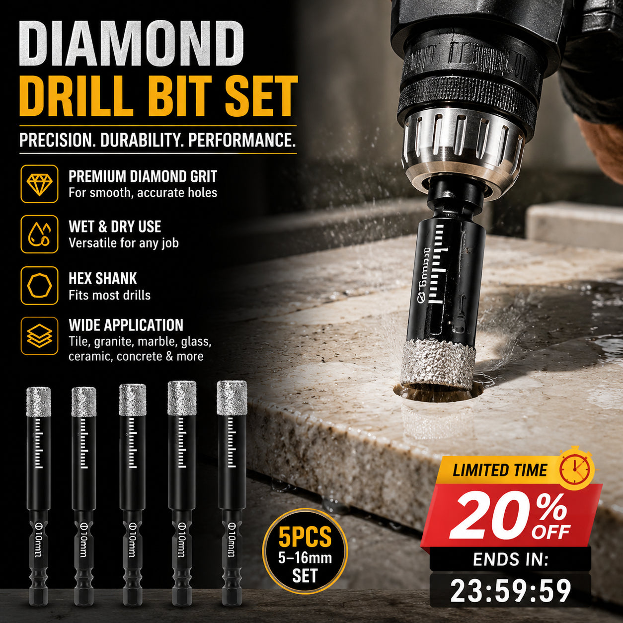 Professional Diamond Hole Drill Bits – Fast Clean Cutting for Tile & Stone