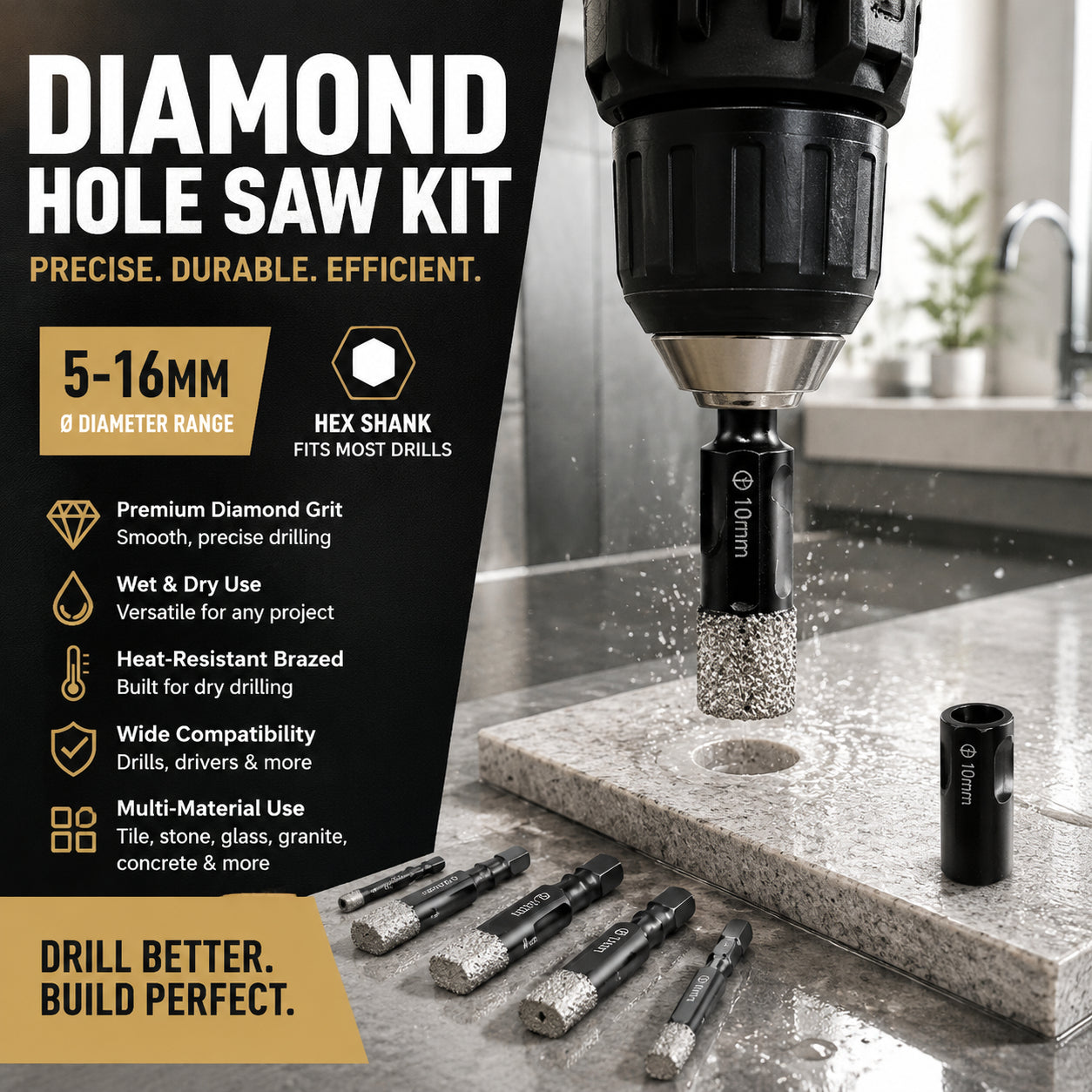 Professional Diamond Hole Drill Bits – Fast Clean Cutting for Tile & Stone