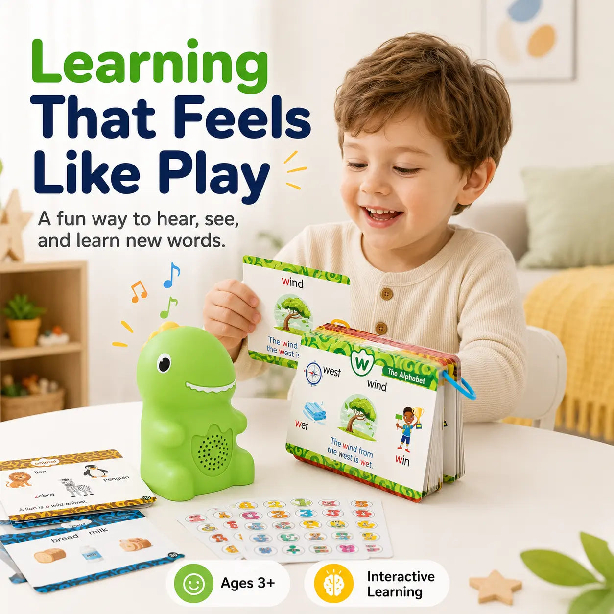 Dinosaur Talking Flash Cards | 148 Cards & 592 Learning Words