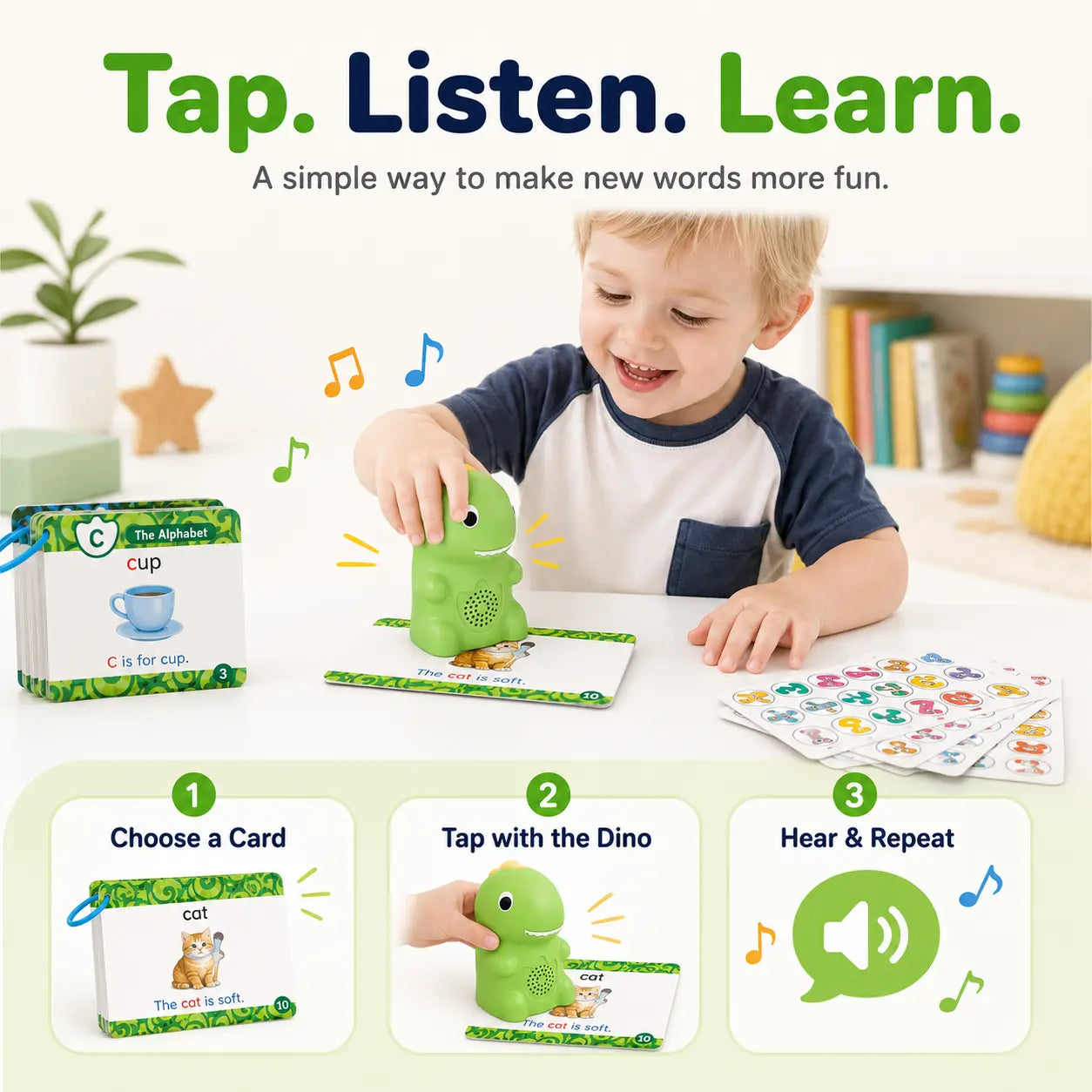 Dinosaur Talking Flash Cards | 148 Cards & 592 Learning Words