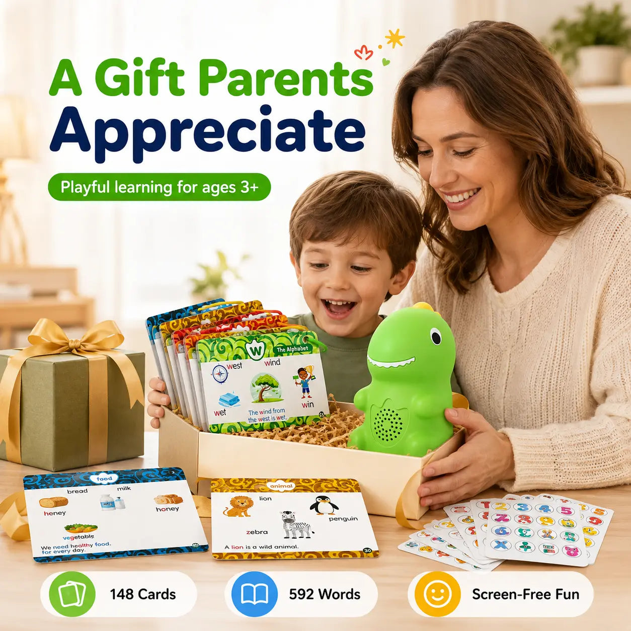 Dinosaur Talking Flash Cards | 148 Cards & 592 Learning Words