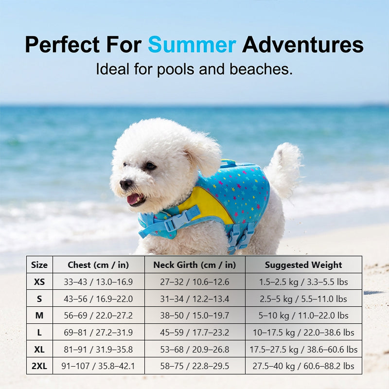Dog Life Jacket for Swimming | Adjustable Pet Flotation Vest with Rescue Handle for Pool, Beach & Boating
