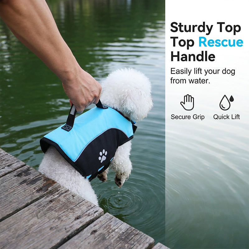 Dog Life Jacket for Swimming | Adjustable Pet Flotation Vest with Rescue Handle for Pool, Beach & Boating