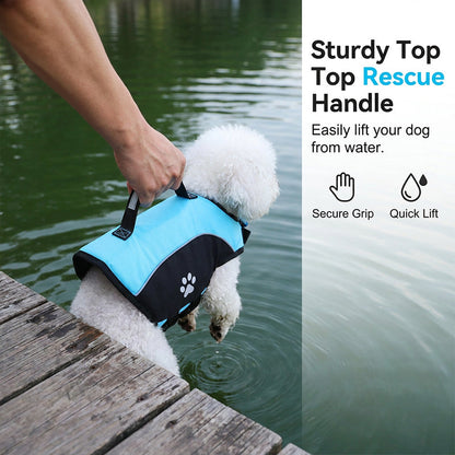 Dog Life Jacket for Swimming | Adjustable Pet Flotation Vest with Rescue Handle for Pool, Beach & Boating