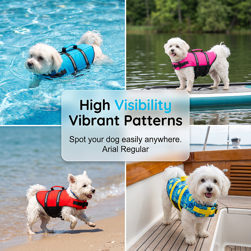 Dog Life Jacket for Swimming | Adjustable Pet Flotation Vest with Rescue Handle for Pool, Beach & Boating