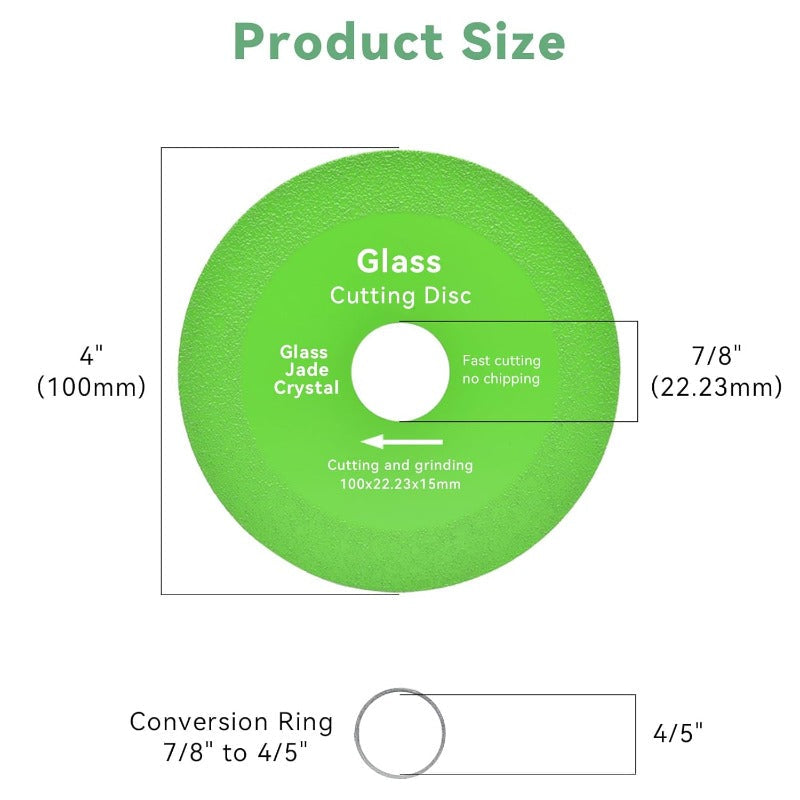 4" Diamond Glass Cutting Disc Set | Ultra-Thin Brazed Blades for Glass, Tile & Ceramic