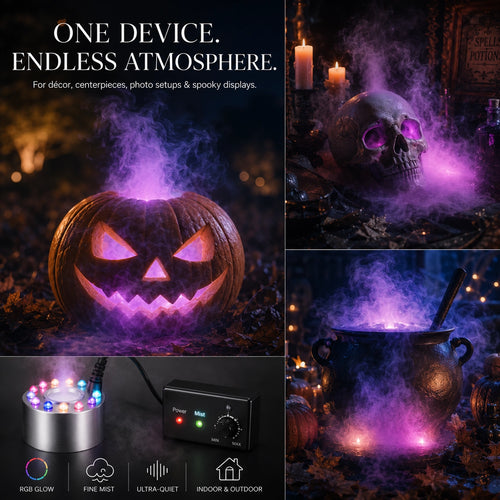 【🎃Halloween Sale🎃】Halloween LED Fog Maker | Ultrasonic Mist Machine for Spooky Party & Yard Decoration