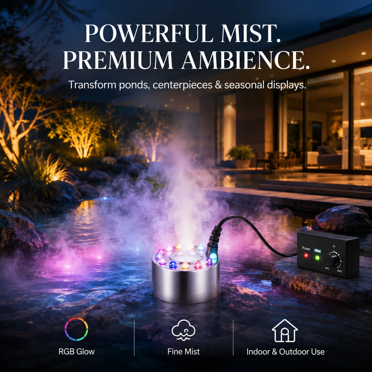 【🎃Halloween Sale🎃】Halloween LED Fog Maker | Ultrasonic Mist Machine for Spooky Party & Yard Decoration