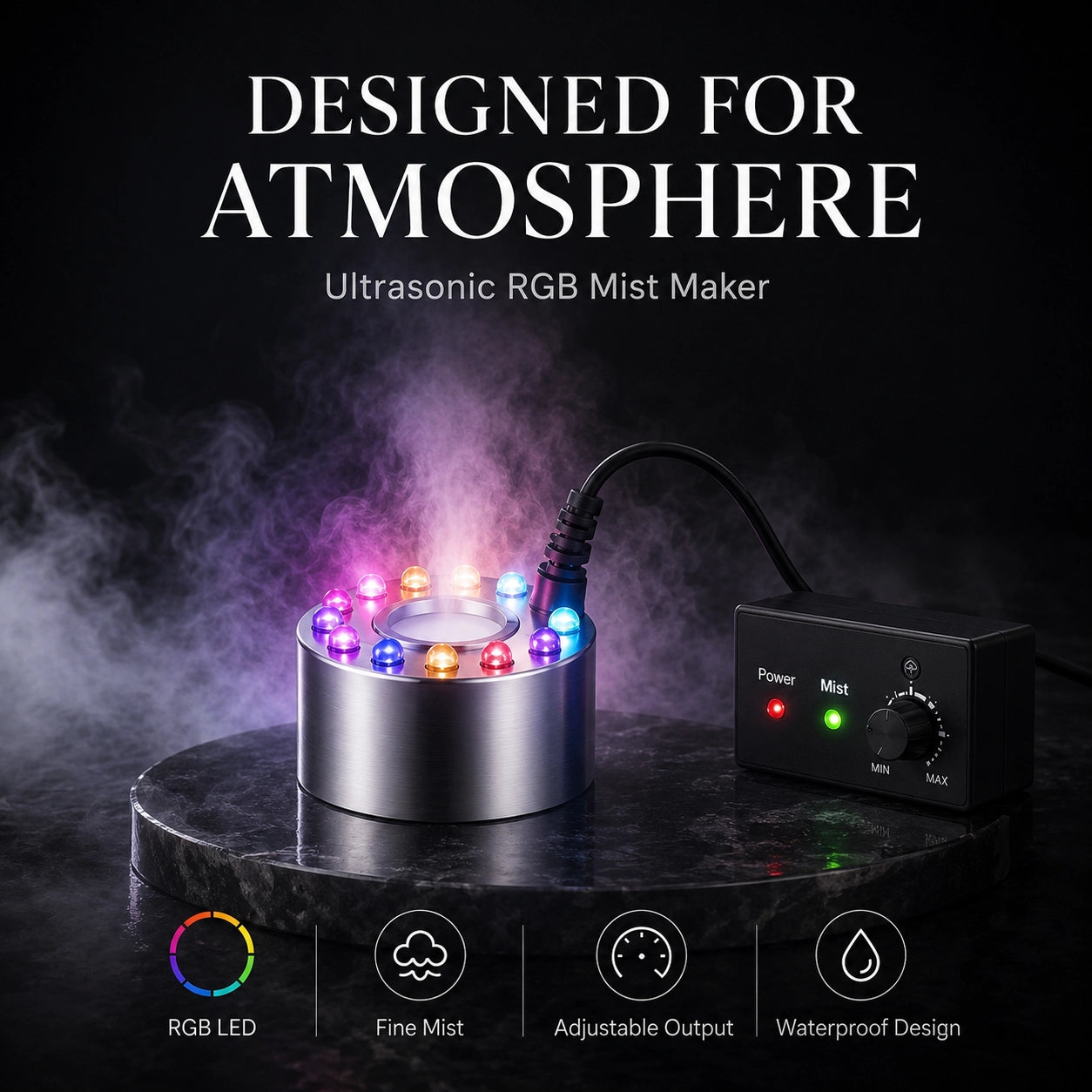 【🎃Halloween Sale🎃】Halloween LED Fog Maker | Ultrasonic Mist Machine for Spooky Party & Yard Decoration
