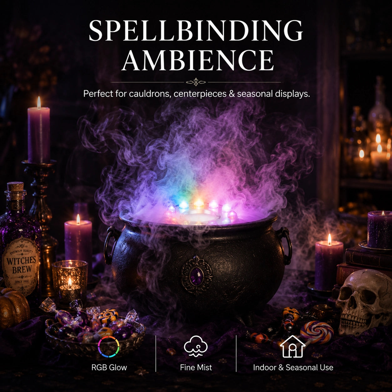 【🎃Halloween Sale🎃】Halloween LED Fog Maker | Ultrasonic Mist Machine for Spooky Party & Yard Decoration
