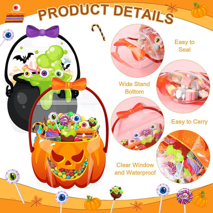 Wiederverwendbare Halloween Süßigkeitentüten mit Henkeln | Wiederverschließbare Trick-or-Treat Goodie Bags