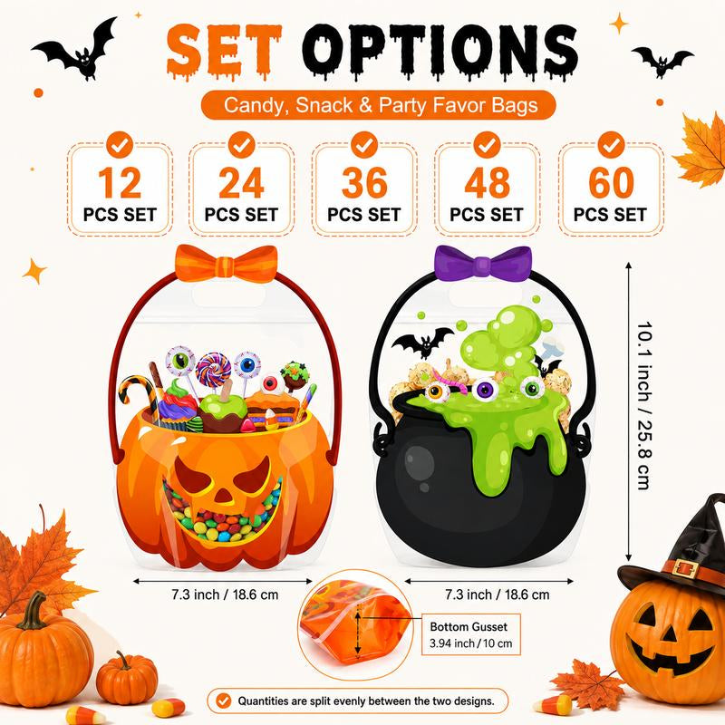 Wiederverwendbare Halloween Süßigkeitentüten mit Henkeln | Wiederverschließbare Trick-or-Treat Goodie Bags