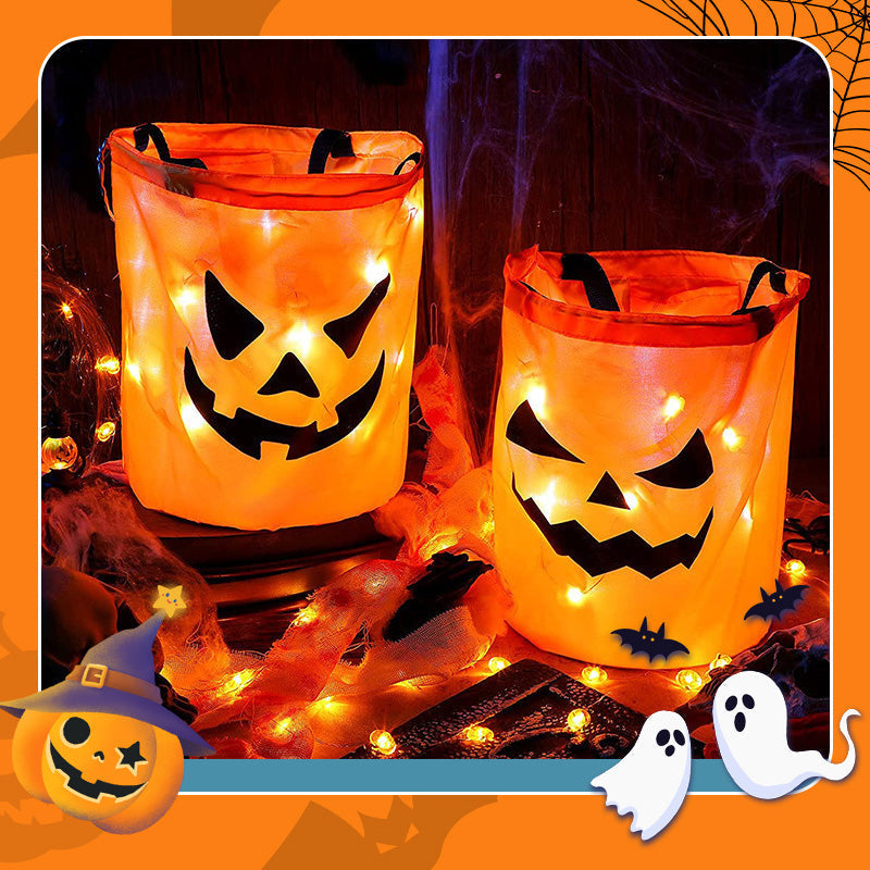 Halloween LED Pumpkin Candy Bag | Glowing Trick Or Treat Handbag For Kids Halloween Party & Costume