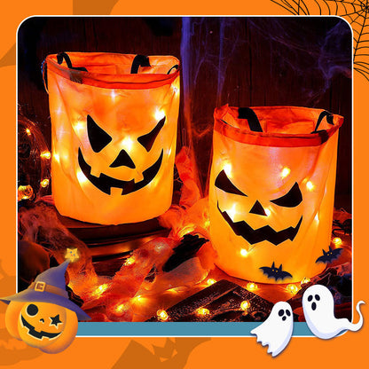Halloween LED Pumpkin Candy Bag | Glowing Trick Or Treat Handbag For Kids Halloween Party & Costume
