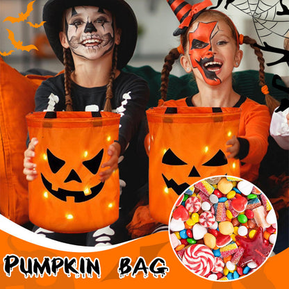 Halloween LED Pumpkin Candy Bag | Glowing Trick Or Treat Handbag For Kids Halloween Party & Costume
