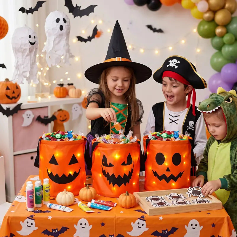 Halloween LED Pumpkin Candy Bag | Glowing Trick Or Treat Handbag For Kids Halloween Party & Costume