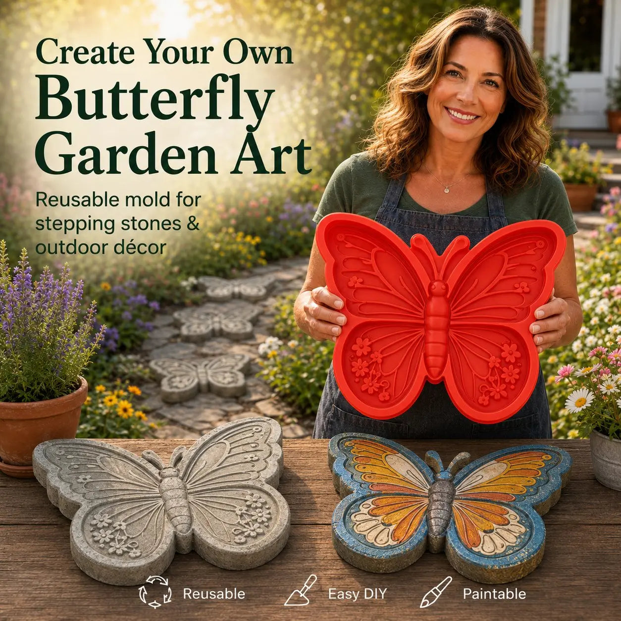 Reusable Sunflower Stepping Stone Mold | DIY Concrete Garden Path Mold For Backyard Decoration