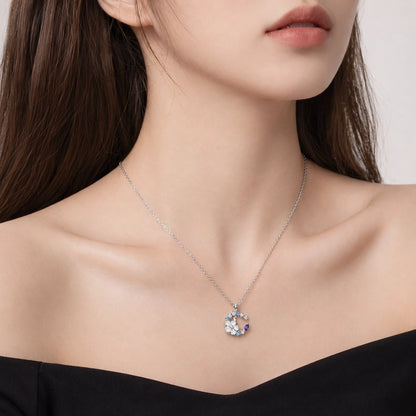 Moonflower Crystal Necklace | 18K White Gold Plated Sterling Silver