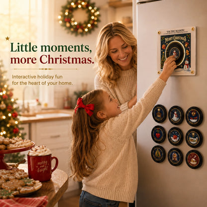 Christmas Music Fridge Magnet Player | 9 Mini Vinyl Records